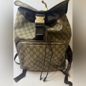 Gucci Beige and Brown Monogram Backpack